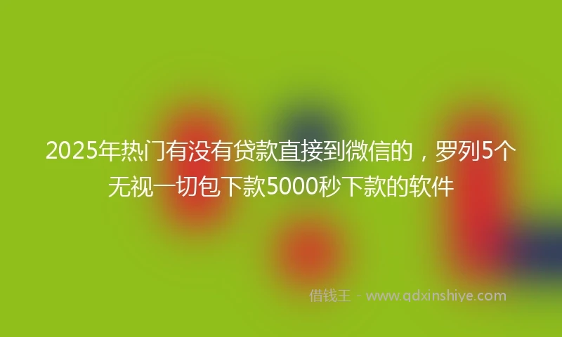 2025年热门有没有贷款直接到微信的，罗列5个无视一切包下款5000秒下款的软件