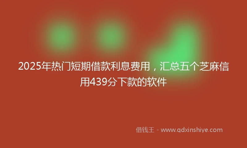 2025年热门短期借款利息费用，汇总五个芝麻信用439分下款的软件