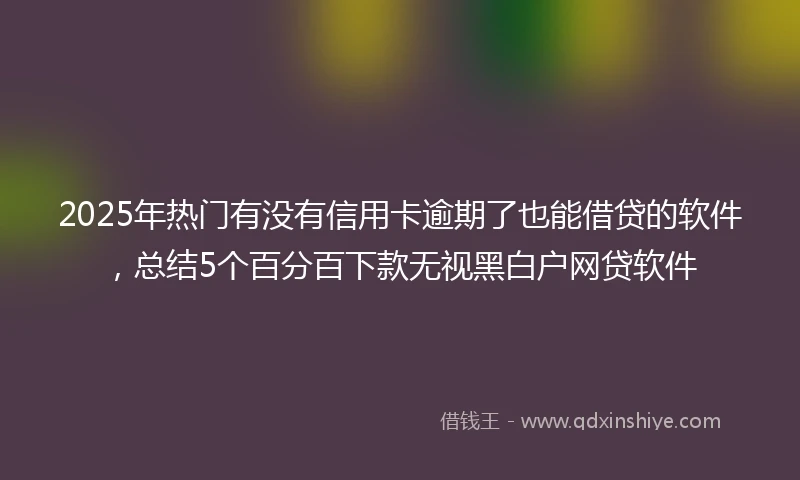 2025年热门有没有信用卡逾期了也能借贷的软件，总结5个百分百下款无视黑白户网贷软件