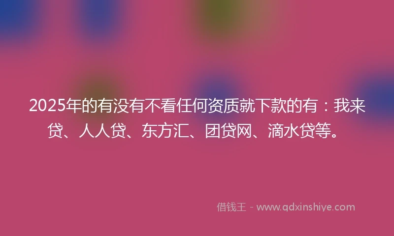 2025年的有没有不看任何资质就下款的有：我来贷、人人贷、东方汇、团贷网、滴水贷等。