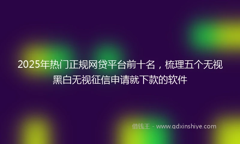 2025年热门正规网贷平台前十名，梳理五个无视黑白无视征信申请就下款的软件
