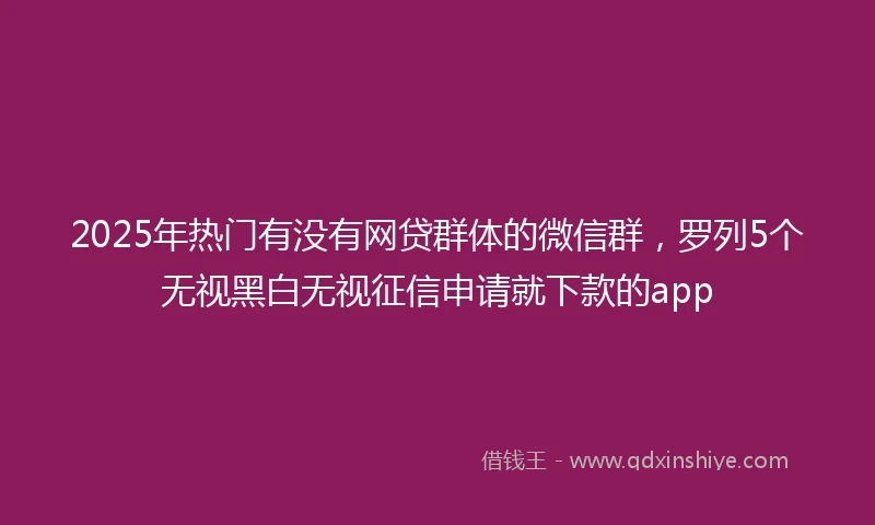 2025年热门有没有网贷群体的微信群，罗列5个无视黑白无视征信申请就下款的app