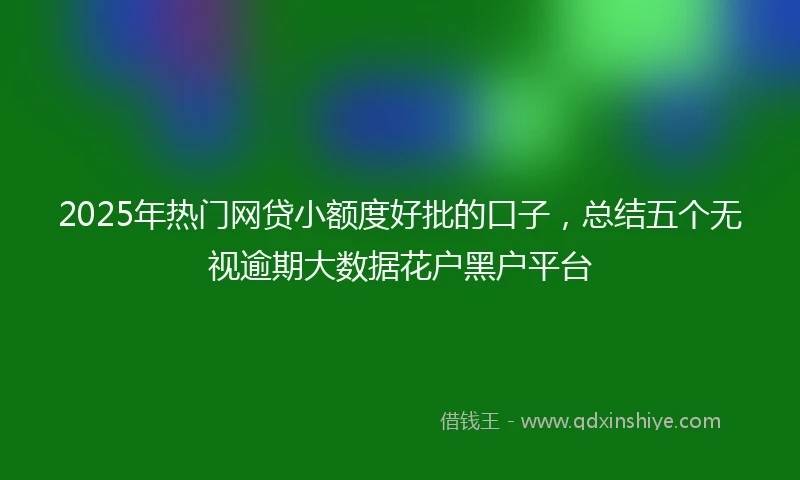 2025年热门网贷小额度好批的口子，总结五个无视逾期大数据花户黑户平台