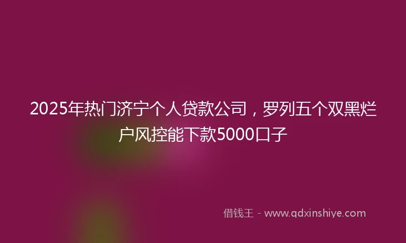 2025年热门济宁个人贷款公司，罗列五个双黑烂户风控能下款5000口子