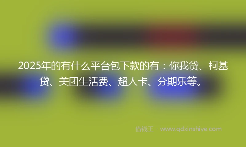 2025年的有什么平台包下款的有：你我贷、柯基贷、美团生活费、超人卡、分期乐等。