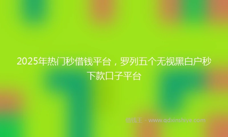 2025年热门秒借钱平台，罗列五个无视黑白户秒下款口子平台