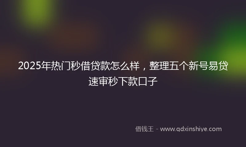 2025年热门秒借贷款怎么样，整理五个新号易贷速审秒下款口子