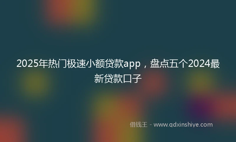 2025年热门极速小额贷款app，盘点五个2024最新贷款口子