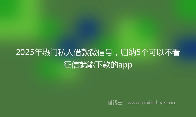 2025年热门私人借款微信号，归纳5个可以不看征信就能下款的app