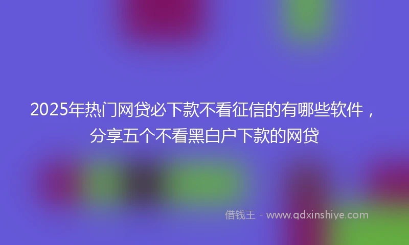 2025年热门网贷必下款不看征信的有哪些软件，分享五个不看黑白户下款的网贷