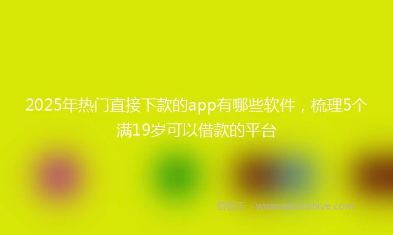 2025年热门直接下款的app有哪些软件，梳理5个满19岁可以借款的平台