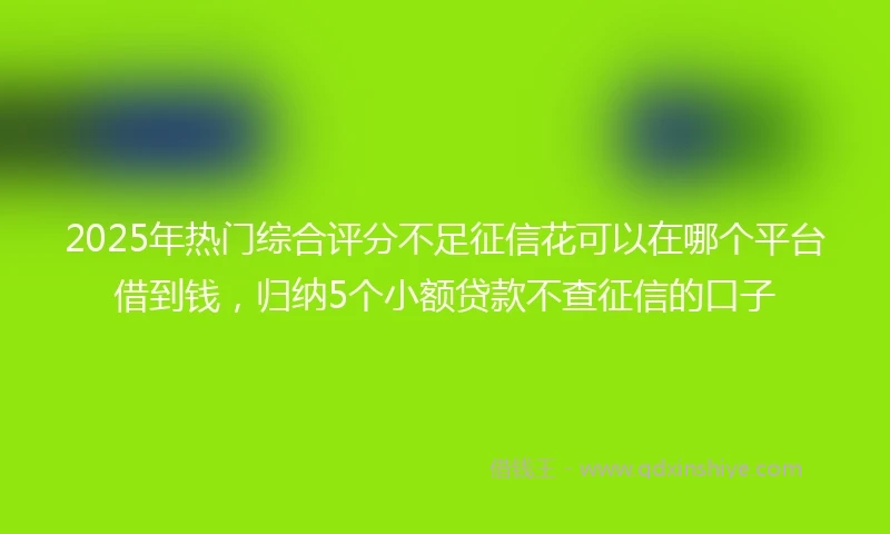 2025年热门综合评分不足征信花可以在哪个平台借到钱，归纳5个小额贷款不查征信的口子