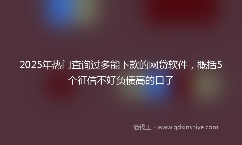 2025年热门查询过多能下款的网贷软件，概括5个征信不好负债高的口子