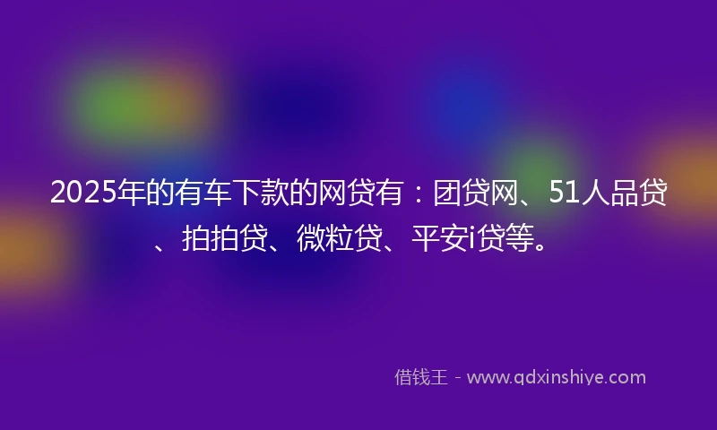 2025年的有车下款的网贷有：团贷网、51人品贷、拍拍贷、微粒贷、平安i贷等。