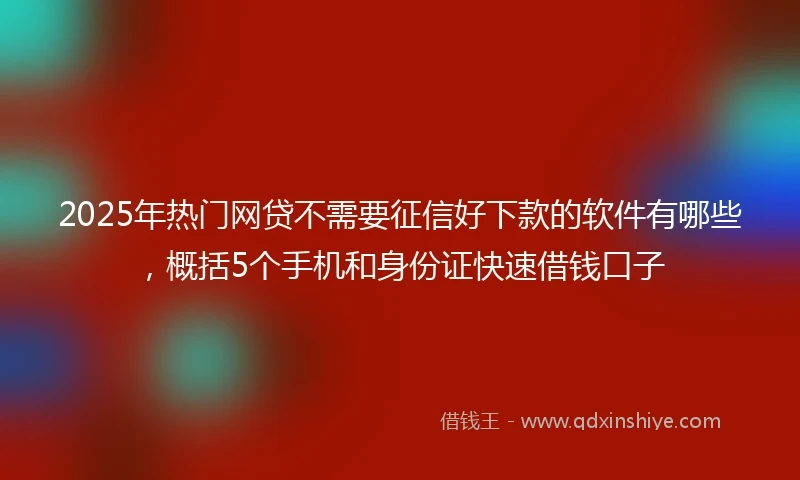 2025年热门网贷不需要征信好下款的软件有哪些，概括5个手机和身份证快速借钱口子