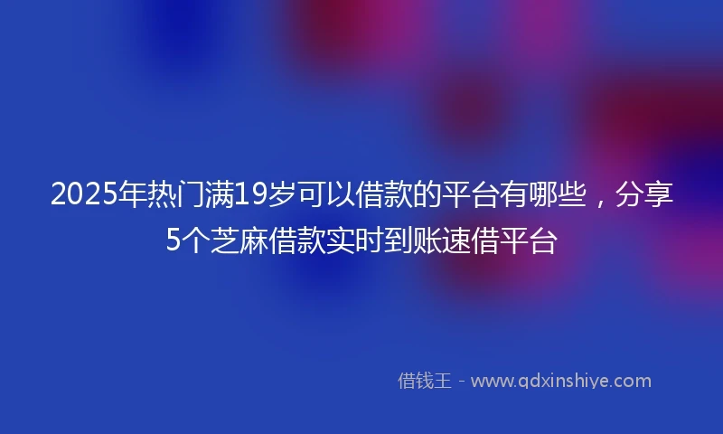 2025年热门满19岁可以借款的平台有哪些，分享5个芝麻借款实时到账速借平台