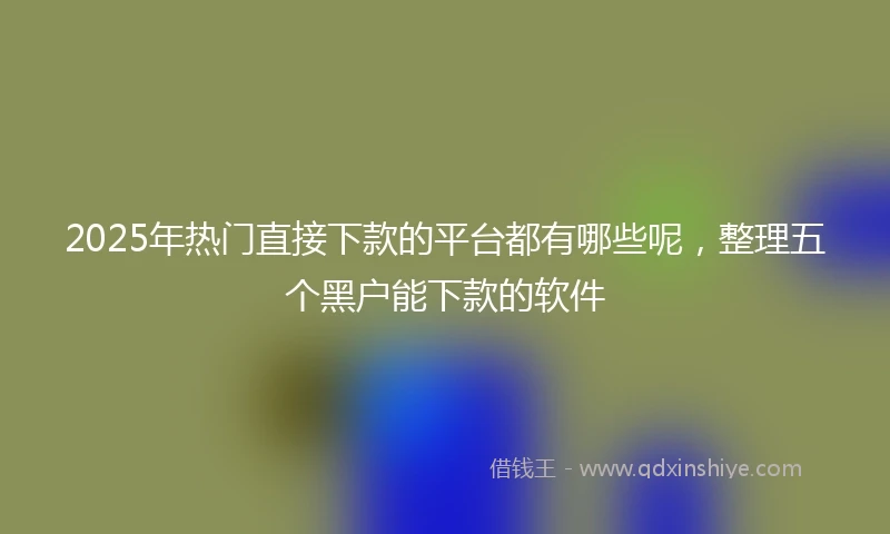 2025年热门直接下款的平台都有哪些呢，整理五个黑户能下款的软件