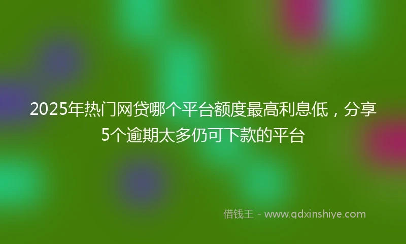 2025年热门网贷哪个平台额度最高利息低，分享5个逾期太多仍可下款的平台
