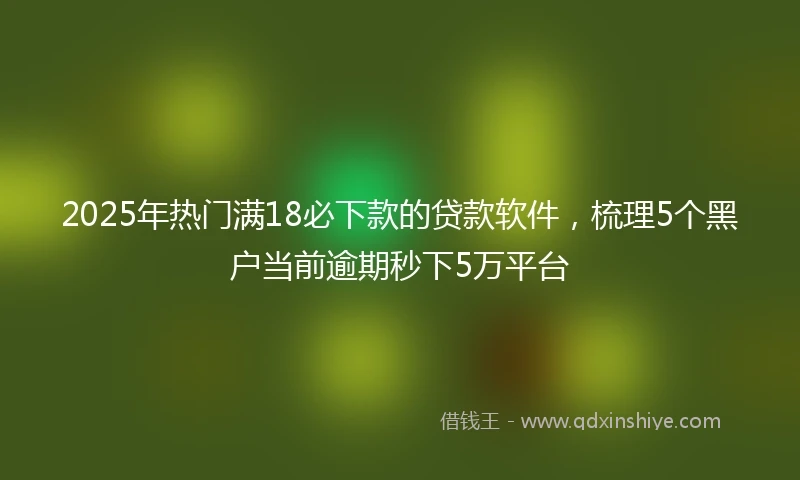 2025年热门满18必下款的贷款软件，梳理5个黑户当前逾期秒下5万平台