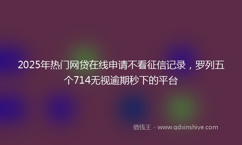 2025年热门网贷在线申请不看征信记录，罗列五个714无视逾期秒下的平台