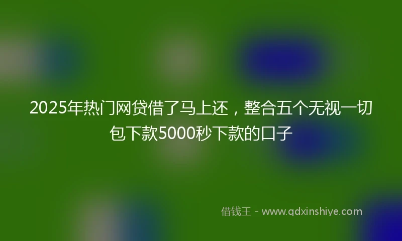 2025年热门网贷借了马上还，整合五个无视一切包下款5000秒下款的口子