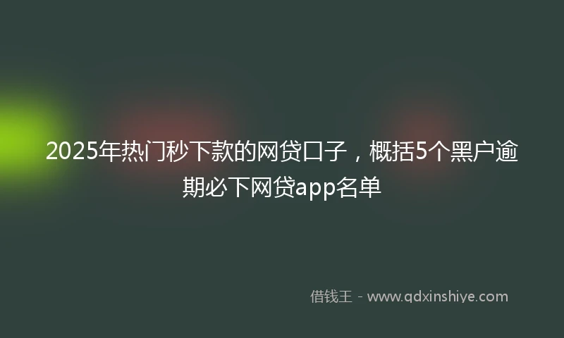 2025年热门秒下款的网贷口子，概括5个黑户逾期必下网贷app名单