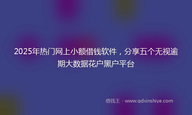2025年热门网上小额借钱软件，分享五个无视逾期大数据花户黑户平台