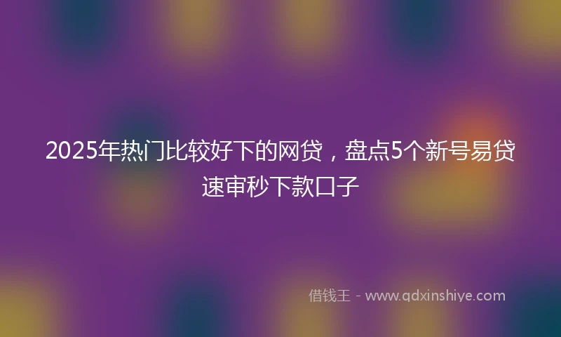 2025年热门比较好下的网贷，盘点5个新号易贷速审秒下款口子