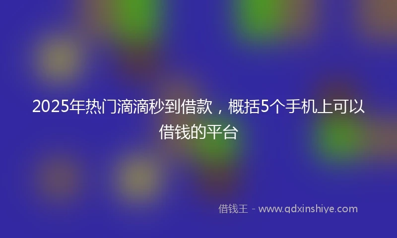 2025年热门滴滴秒到借款，概括5个手机上可以借钱的平台