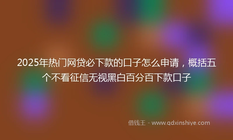 2025年热门网贷必下款的口子怎么申请，概括五个不看征信无视黑白百分百下款口子