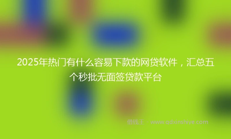 2025年热门有什么容易下款的网贷软件，汇总五个秒批无面签贷款平台