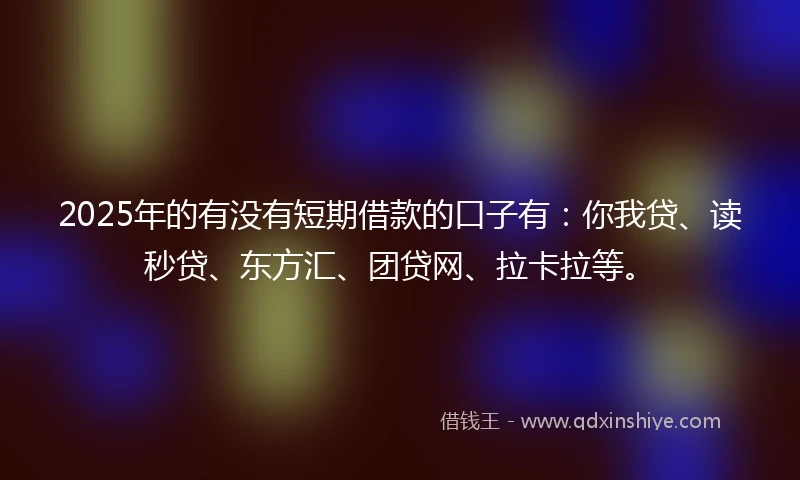 2025年的有没有短期借款的口子有：你我贷、读秒贷、东方汇、团贷网、拉卡拉等。
