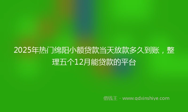 2025年热门绵阳小额贷款当天放款多久到账，整理五个12月能贷款的平台