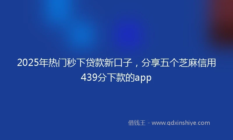 2025年热门秒下贷款新口子，分享五个芝麻信用439分下款的app