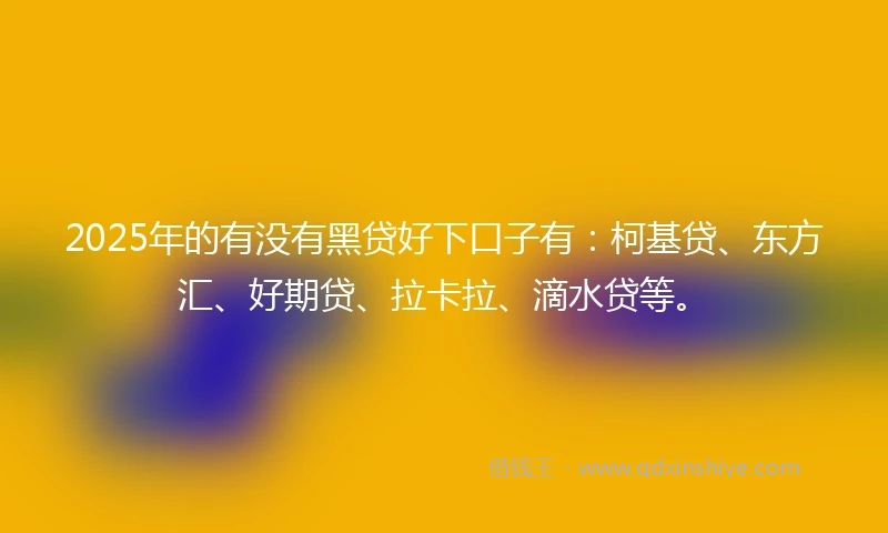 2025年的有没有黑贷好下口子有：柯基贷、东方汇、好期贷、拉卡拉、滴水贷等。