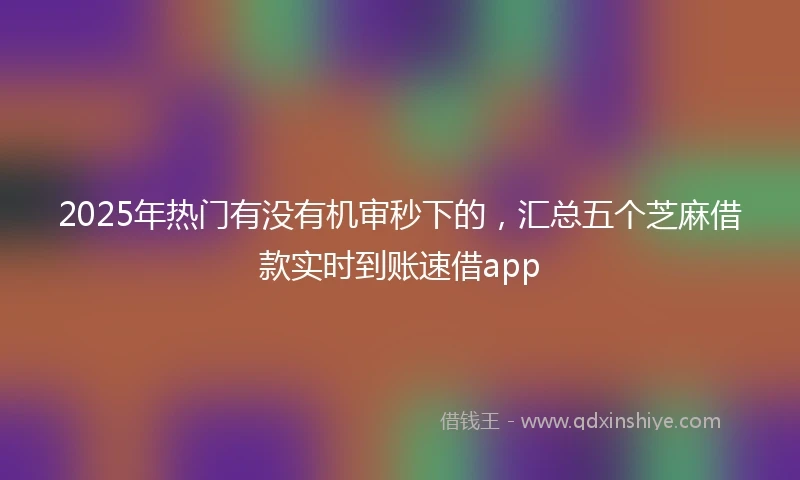 2025年热门有没有机审秒下的，汇总五个芝麻借款实时到账速借app