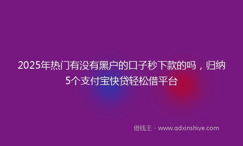 2025年热门有没有黑户的口子秒下款的吗，归纳5个支付宝快贷轻松借平台