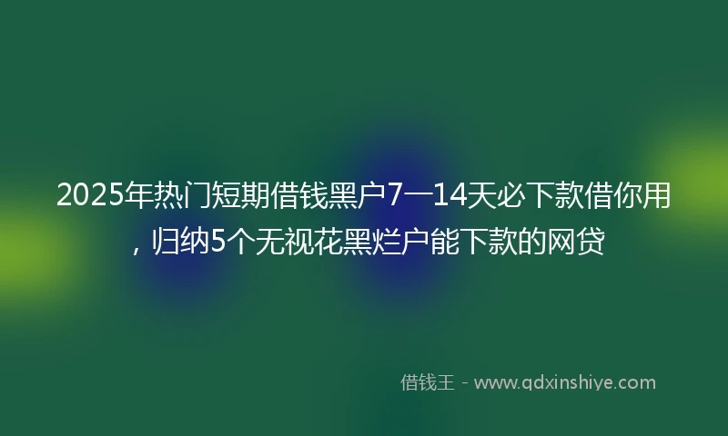 2025年热门短期借钱黑户7一14天必下款借你用，归纳5个无视花黑烂户能下款的网贷