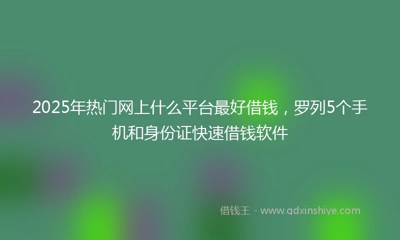 2025年热门网上什么平台最好借钱，罗列5个手机和身份证快速借钱软件