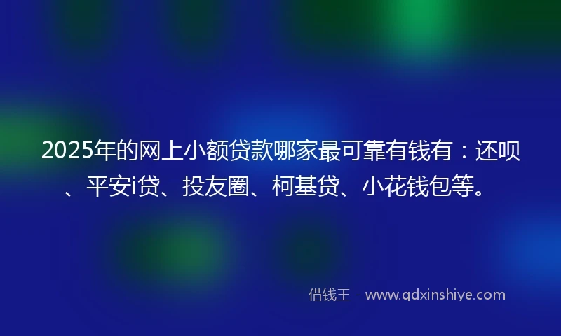 2025年的网上小额贷款哪家最可靠有钱有：还呗、平安i贷、投友圈、柯基贷、小花钱包等。