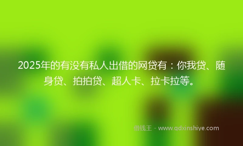 2025年的有没有私人出借的网贷有：你我贷、随身贷、拍拍贷、超人卡、拉卡拉等。