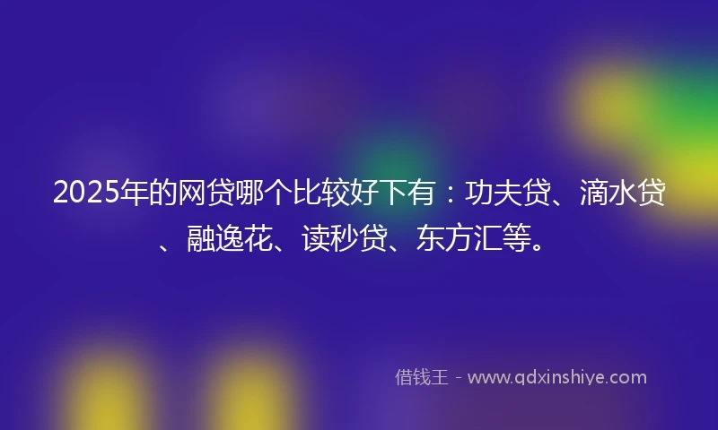 2025年的网贷哪个比较好下有：功夫贷、滴水贷、融逸花、读秒贷、东方汇等。