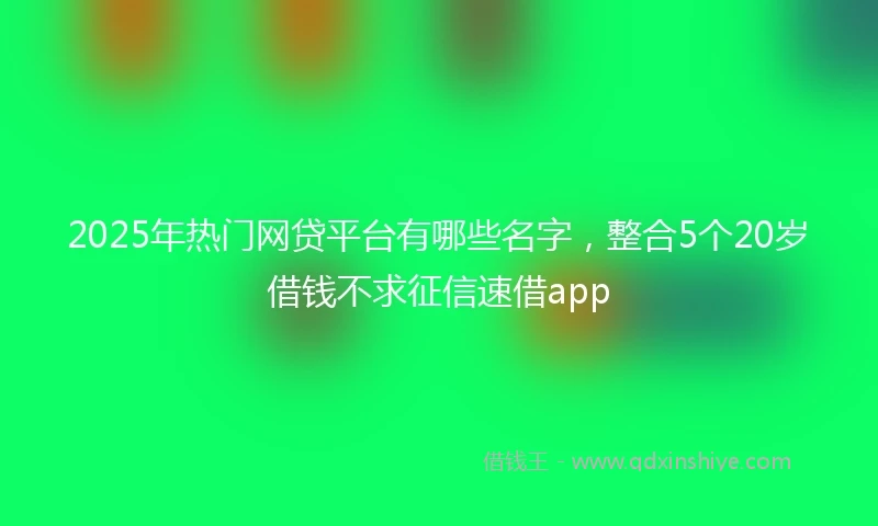 2025年热门网贷平台有哪些名字，整合5个20岁借钱不求征信速借app