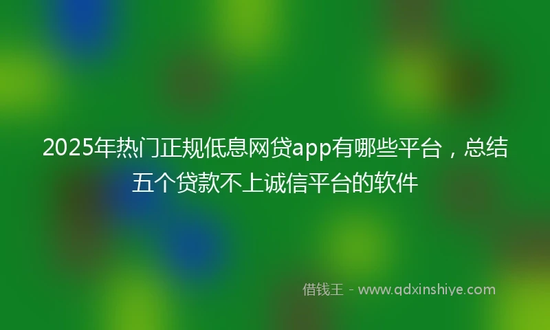 2025年热门正规低息网贷app有哪些平台，总结五个贷款不上诚信平台的软件