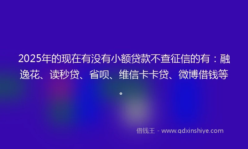 2025年的现在有没有小额贷款不查征信的有：融逸花、读秒贷、省呗、维信卡卡贷、微博借钱等。