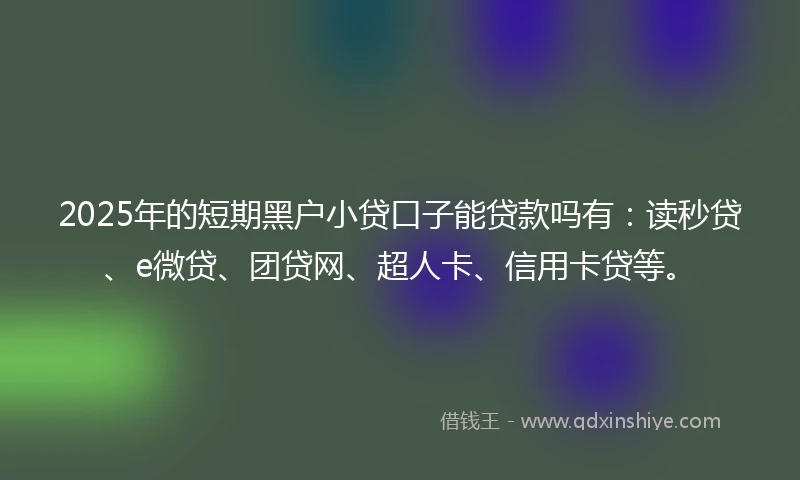 2025年的短期黑户小贷口子能贷款吗有：读秒贷、e微贷、团贷网、超人卡、信用卡贷等。