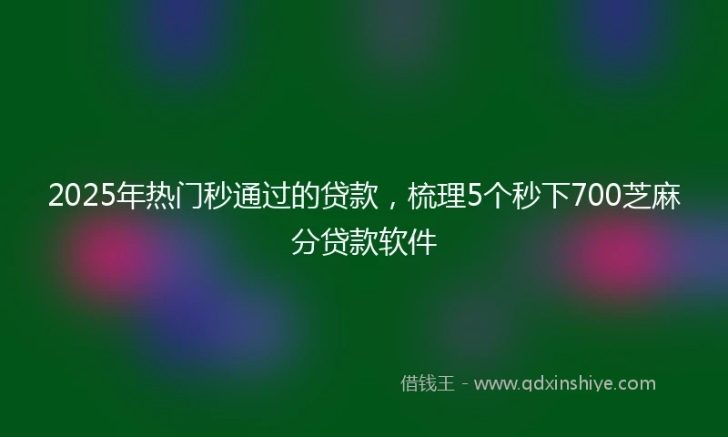 2025年热门秒通过的贷款，梳理5个秒下700芝麻分贷款软件