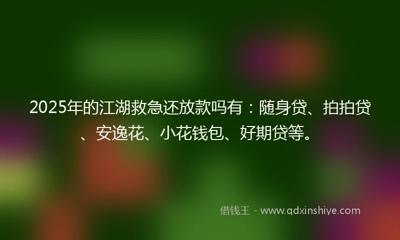 2025年的江湖救急还放款吗有：随身贷、拍拍贷、安逸花、小花钱包、好期贷等。