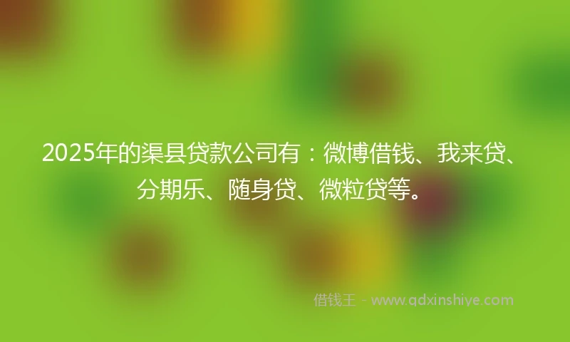 2025年的渠县贷款公司有：微博借钱、我来贷、分期乐、随身贷、微粒贷等。
