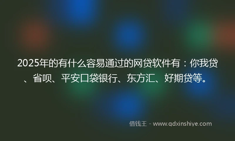 2025年的有什么容易通过的网贷软件有：你我贷、省呗、平安口袋银行、东方汇、好期贷等。